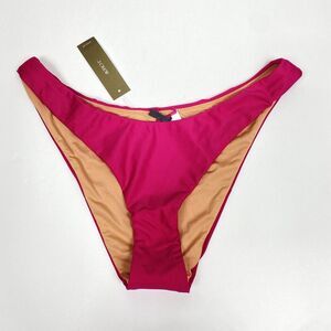 J. Crew Women's Small Pink Curved Waist Cheeky Bikini Bottom BC125 NWT